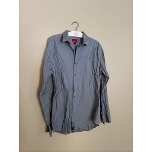 Alfani Grey Slim Fit Stretch Button Up Shirt Mens Size Medium 15-15.5